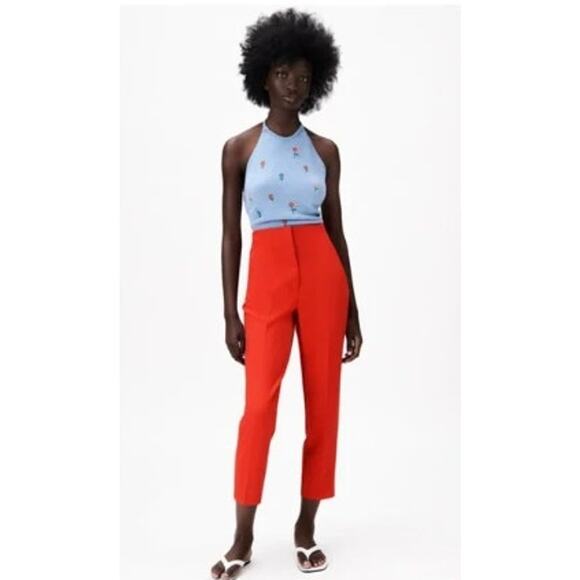 Zara Pants - New NWT Zara High Waist Straight Leg Cropped Trouser Pant Size XS